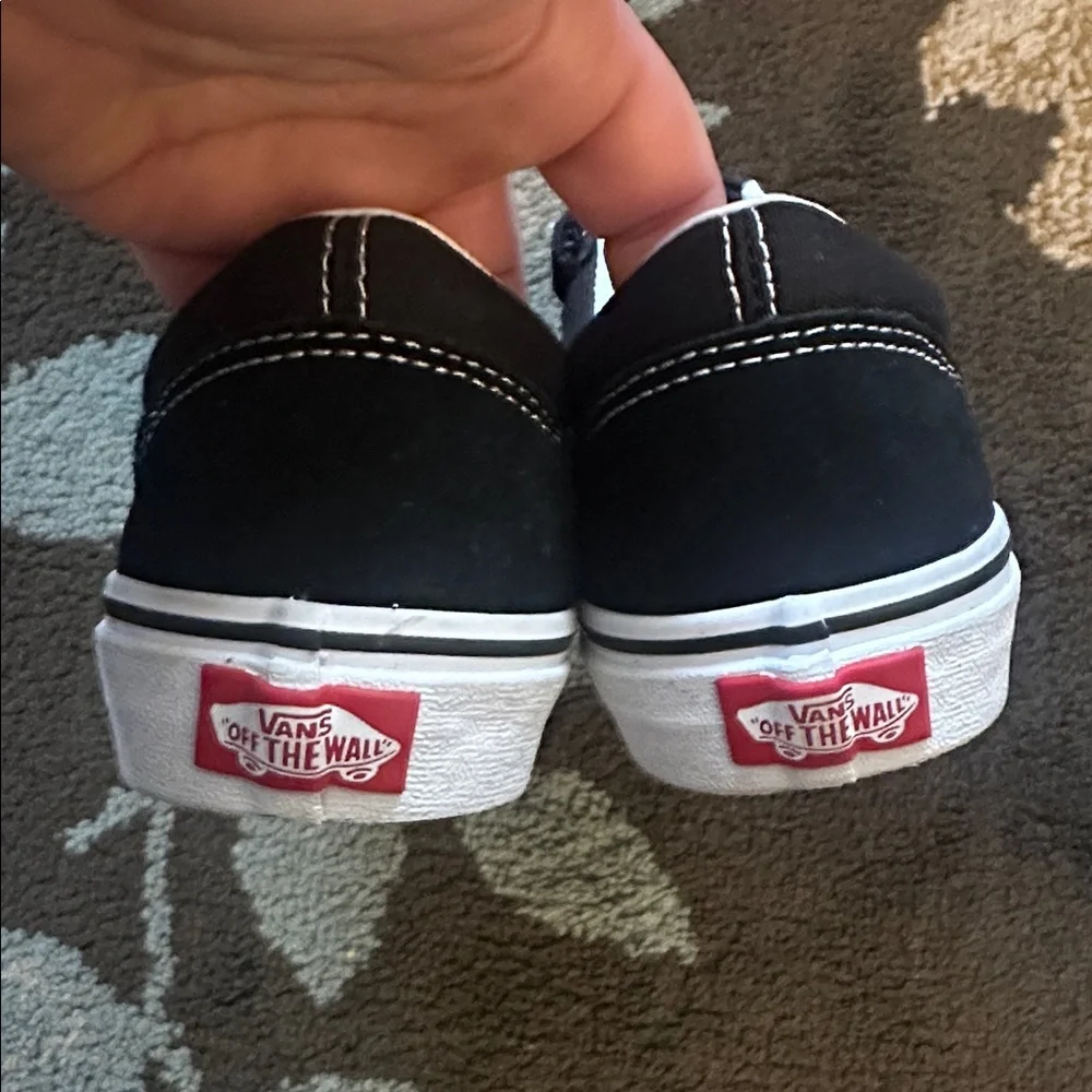 Vans Kids Black and White Velcro Old Skool Sneakers